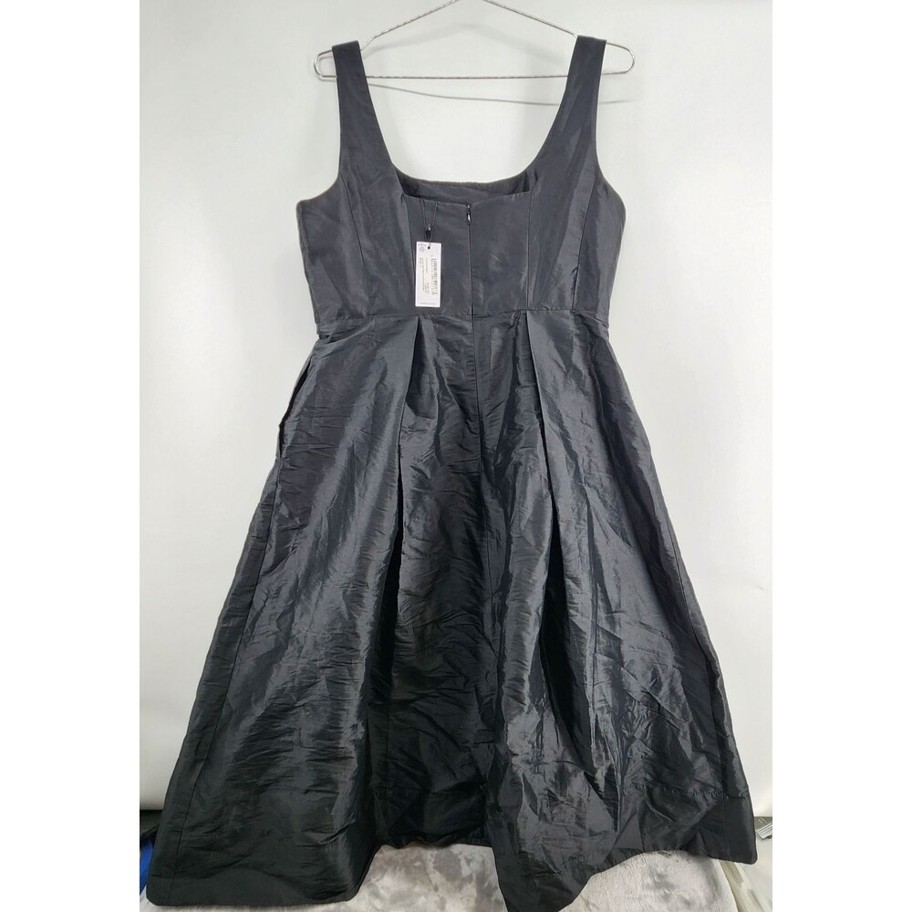 Karen Millen Black Size 14 Petite Taffeta Full Skirt Tailored Midi Dress NWT